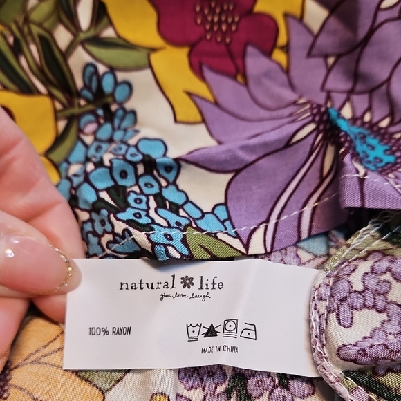 Natural Life Patti Side Slit Maxi Dress In Ivory Blue Floral - Picture 6 of 14